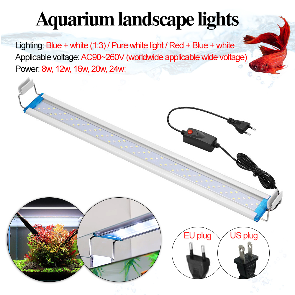 Aquarium Fish Elevator - ไฟตู้ปลาบางเฉียบ สีฟ้าขาว เปลี่ยนสีได้สามสี ไฟตกแต่งตู้ปลาสำหรับพรรณไม้น้ำ รองรับไฟ LED