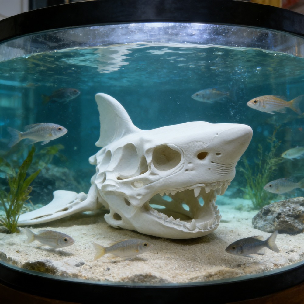 Aquarium Fish Games - โครงกระดูกฉลามพิมพ์ 3 มิติ อุปกรณ์คอสเพลย์ ของตกแต่งตู้ปลา ตู้เลี้ยงสัตว์เลื้อยคลาน