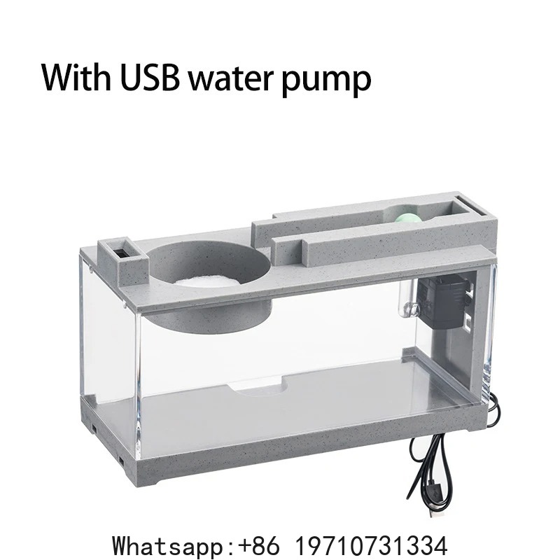 Fish Tank Filter Aquarium - ชุดตู้ปลาพร้อมอุปกรณ์เสริมในตัว พร้อมแท่งออกซิเจน ระบบกรองแบบ USB ไฟ LED