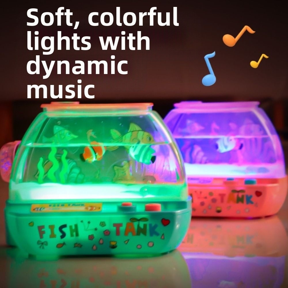 Aquarium Fish Electric - ของเล่นตู้ปลาจำลองสร้างสรรค์พร้อมดนตรีและแสงไฟ ตู้ปลาจำลองขนาดเล็กน่ารัก ตกแต่งตู้ปลาไฟฟ้า