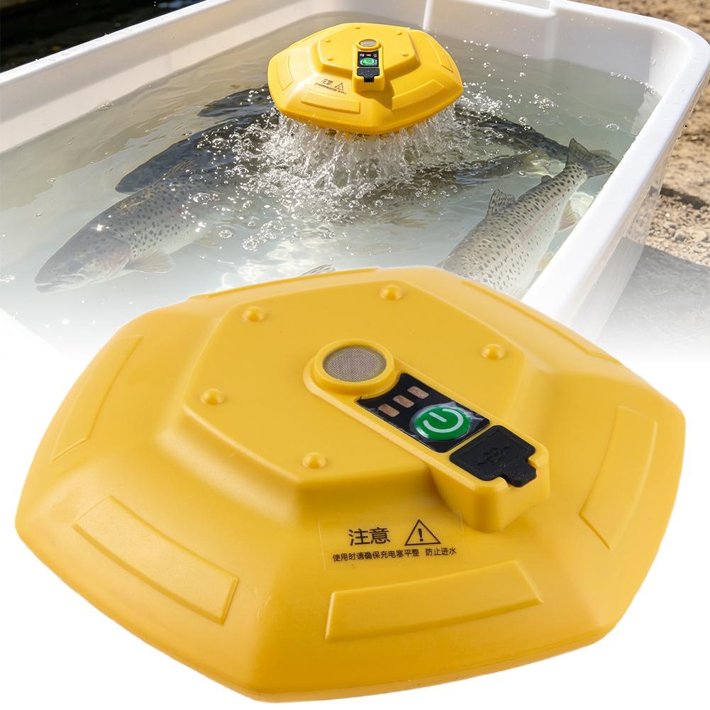 Aquarium Fish Buy - ปั๊มออกซิเจนแบบพกพาสำหรับตู้ปลาลอยน้ำ, เครื่องเติมอากาศแบบชาร์จได้ 3000mAh กันน้ำระดับ IPX7, ใช้งานได้นานถึง