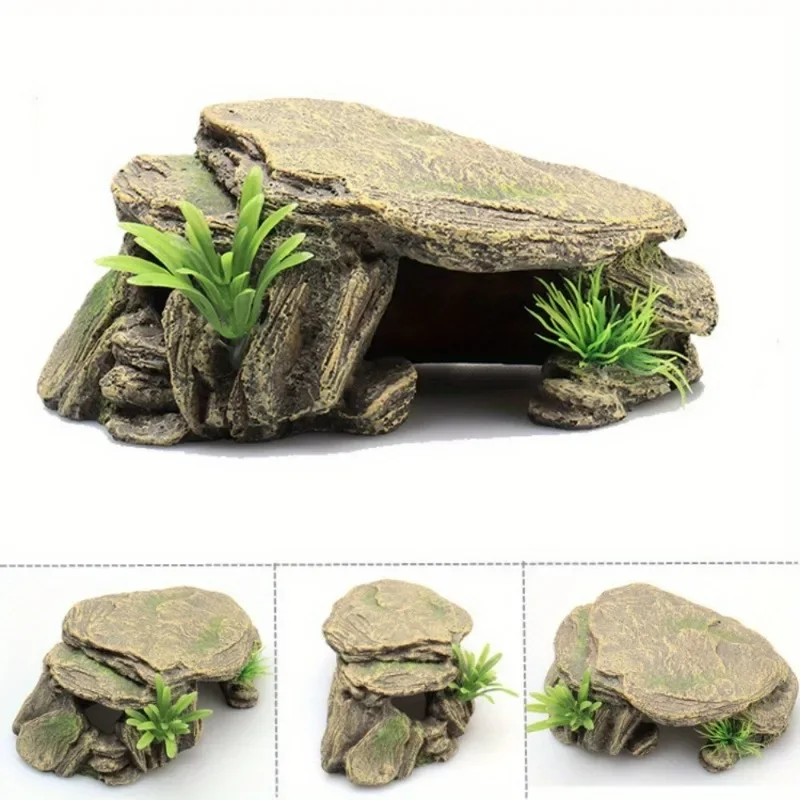 Aquarium Fish Games - 1PC Aquarium เต่าถังตกแต่ง Terrace ประดิษฐ์ Shelter