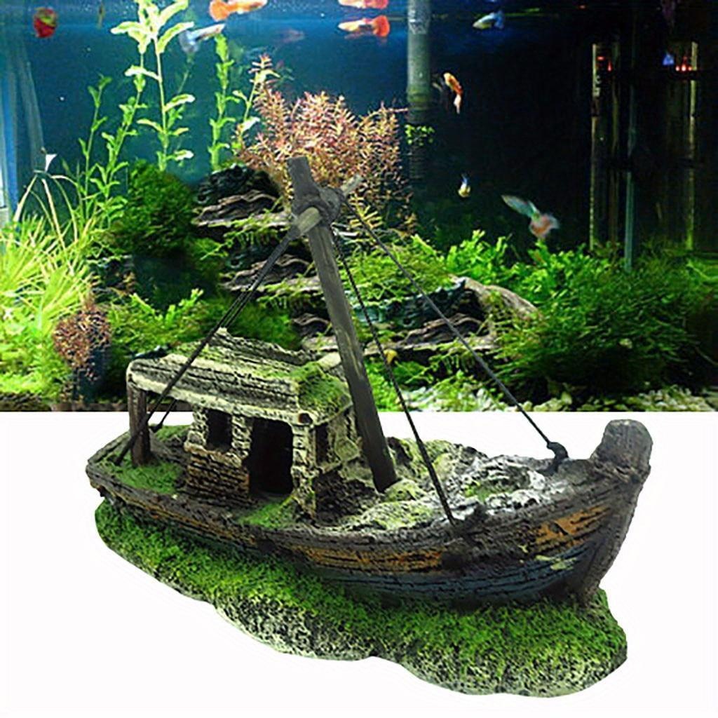 Aquarium Fish Games - พิพิธภัณฑ์สัตว์น้ําปลาถังภูมิทัศน์ Wreck เรือตกแต่งเรซิ่นเรือเครื่องประดับ Aquarium อุปกรณ์ตกแต่ง