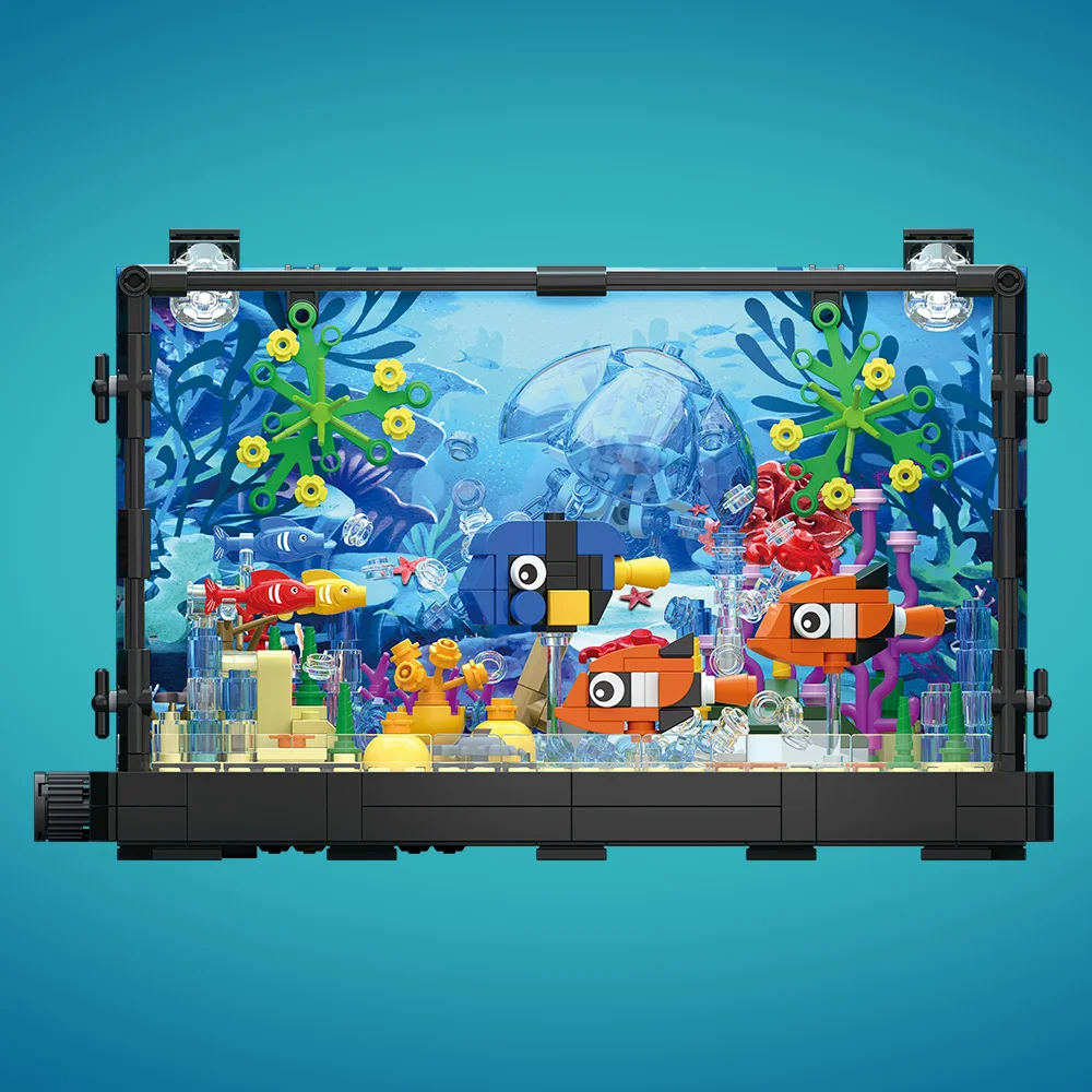 ชุดบล็อกตัวต่อตู้ปลาพร้อมไฟ，ตู - Aquarium Fish Games บทวิจารณ์และราคา